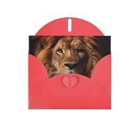 The Lion'S Gaze Horizontal Holiday Card With Red Heart Shaped Envelope And Write Various Holiday Greetings