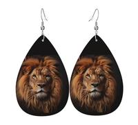 The Lion's Gaze Leather Earring. Stylish teardrop shape, perfect for women, and a great decorative choice for parties and holidays.
