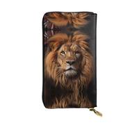 The Lion's Gaze Patterned Leather Long Wallet (7.5 * 4.1 inches) | Extra Large Multi-Function Compartment | Great Gift