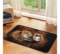 The Lion's Gaze Pet Food Mat 23.62x15.71in Absorbent Non-Slip PU Leather Feeding Mat for Dogs Cats Rubber Bottom Fast Drying Rollable Pet Bowl Placemat