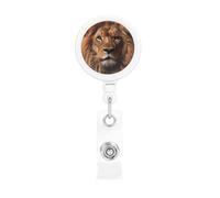 The Lion's Gaze Print Badge Holder Retractable Reel, with ID Alligator Clip Rotatable Buckle, for Nurse Teacher