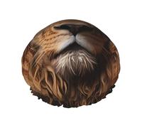 The Lion's Gaze Printed shower cap, reusable, specially designed for women's long hair, double-layer structure, suitable for bathing.