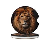 The Lion's Gaze Prints Ceramic car coasters (2-pack) absorb moisture, are non-slip and easy to clean for cars, trucks, and boats.
