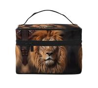 The Lion's Gaze Women's travel cosmetic bag, (9x6.5x6.2 inches) portable large capacity cosmetic bag, large cosmetic bag storage bag for girls, Black, One Size, Black, One Size