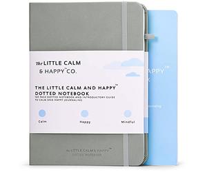 The Little Calm and Happy Dotted Notebook - 160 Page Hardcover Vegan Friendly Dotted Page Journal with Banded Closure, Bookmark and Introductory Guide forJournaling, Sketching and Organisation (Grey)