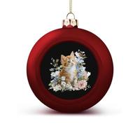 The Little Cat And Flowers Christmas Baubles Hanging 4PCS