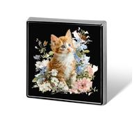 The Little Cat And Flowers Cute Brooch Pin for Men Women Badge | Square Lapel Pins For Bag Hat Wedding Party