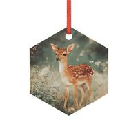 The Little Deer In The Grass Acrylic Holiday Pendant - A Decorative Item That Adds Festive Cheer To Your Christmas Tree And Home. Made Of Acrylic And Comes With A Ribbon Hanger.