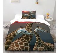 The Little Deer Under The Sunset Duvet Cover 3d Wildlife Duvet Cover Set with 2 Piece Soft Microfiber with Pillowcases Zipper Closure for Adults（women And Kids）duvets Covers Single（135x200cm）