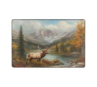 The Little Deer Washable Area Rug 36x24 & 72x48 Non-Slip Carpet Bedroom | Washable flannel area rug with full-surface print, non-slip dot backing, memory foam core for bedroom, living room, entryway.