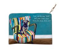 The Little Dog Laughed Border Terrier Zip Purse, Brushed Cotton, 20cm x 15cm, Featuring Artist Anna Danielle Digital Print
