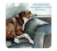 The Little Dog Laughed 'Rescued Me' Coaster