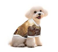 The Little Dog Standing on The Grass Under The Sunset Dog T-Shirt Clothes Apparel Puppy Vest Pet and Elastic Tank Top Clothing, Dogs Cats Pullovers Cute Breathable Soft Medium