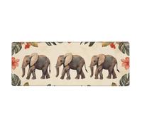 The Little Elephant Is Among The Flowers Mouse Pad In Big Extended Non-Slip Rubber Base Mousepad With Stitched Edges Gaming Pc Desktop Large Mouse Pad 11.8x31.5