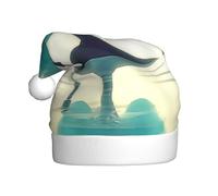 The little girl by the river. Christmas Hat, Santa Hats for Adults Velvet Comfort Hat for New Year Festive Party