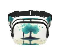 The little girl by the river. Square double - layer fanny pack with adjustable shoulder strap - travelling fanny pack - perfect for outdoor sports, Black, One Size