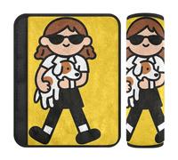 The Little Girl Holding A Dog Cool Yellow Shoulder Strap,Release Stress to Your Neck and Shoulders,Covers for seat Belts for Truck Auto Van forro para cinturon de seguridad 2 Pack