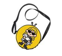 The Little Girl Holding A Dog Yellow Round West Crossbody Purse Women Beauty with Adjustable Strap Handbags Walk the dog Canvas Messenger Purse