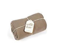 The Little Green Sheep Knitted Cellular Baby Blanket - 75 x 75cm - Truffle