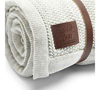 Little Green Sheep Organic Knitted Fleece Baby Blanket - Dove Dove