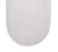 The Little Green Sheep Moses Basket Fitted Sheet, Organic Linen & Cotton Blend Sheet fits Most Moses Baskets 30x70cm to 35x75cm, Dove Grey with White Rice Print