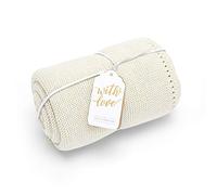 The Little Green Sheep Organic Knitted Cellular Baby Blanket, Lightweight & Breathable 75x75cm Blanket, Linen