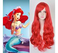 The Little Mermaid Cosplay Wigs for Women 80cm Long Curly Wavy High Quality Heat Resistant Synthetic Hair Red