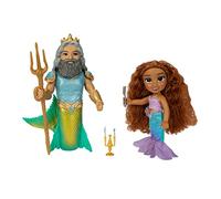 Jakks Disney Gift Set - The Little Mermaid Ariel & King Triton Dolls, 15 cm, Dinglehopper & Trident