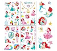 The little Mermaid Temporary Tattoos,4 Sheets 100+ Patterns Princess Temporary Tattoo