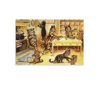 The Little Miss Pussy Cats Helping In The Kitchen By Louis Wain Wall Art Prints Poster_副本 Canvas Wall Art Prints Poster Photo Picture Painting Posters Room Decor 20x30inch(50x75cm)