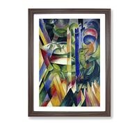 The Little Mountain Goats By Franz Marc Classic Painting Framed Print | A4 Walnut Framed Wall Art | Ready to Hang | Classic Animal Picture | Living Room Bedroom Lounge Office