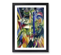 The Little Mountain Goats by Franz Marc Framed Print | A2 Black Framed Wall Art | Ready to Hang | Modern Animal Picture | Living Room Bedroom Lounge Office