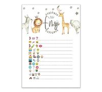 The Little Party Company Baby Shower Game - Pack of 10 Baby Emoji Safari Game Cards (BSWHITESAFEMOJ10)