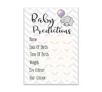 The Little Party Company Baby Shower Game - Pack of 15 Baby Prediction Cards - Grey Chevron Design