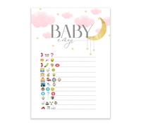 The Little Party Company Baby Shower Game - Pack of 20 Baby Emoji Pink Whimsical Moon and Stars Game Cards (BSPINKWHIMEMOJ10)