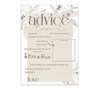 The Little Party Company Baby Shower Games - Pack of 20 Advice To Parents Game Cards- Pampas Boho Floral Design (BSPamA2P20)