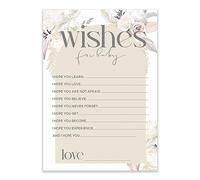 The Little Party Company Baby Shower Games - Pack of 20 Wishes For Baby Cards- Pampas Boho Floral Design (BSPamWSH20)