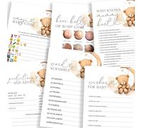 The Little Party Company Baby Shower Teddy Bear Theme Game Bundle - 6 Games Included for 10 Players