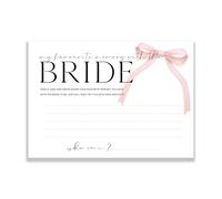 The Little Party Company My Favourite Memory with the Bride Game Card, Pink Bow Design, A6 Size, 15 Pack