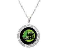 The Little Pickle Round Pendant Necklace Diamond Edging Brilliant Personalized Jewelry Gifts for Women Silver-style
