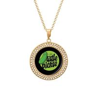 The Little Pickle Round Pendant Necklace Diamond Edging Brilliant Personalized Jewelry Gifts for Women Golden-style