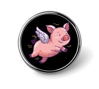 The Little Pig with Wings Round Metal Brooches 1 Inch Memorial Badges Exquisite Decorations Pins for Clothing