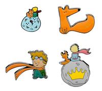 The Little Prince Brooch 4pcs Enamel Alloy Lapel Pin Fox Moon Planet Cartoon Badge Pin Brooch Gift