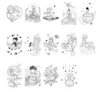 The Little Prince Rose Tattoo Sticker Waterproof Sweat Personalized Black And White Simulation Sticker(02)