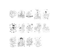 The Little Prince Rose Tattoo Sticker Waterproof Sweat Personalized Black And White Simulation Sticker(01)