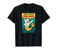 The Little Purr-Maid | Retro Comic Panel Cat Mermaid Design T-Shirt