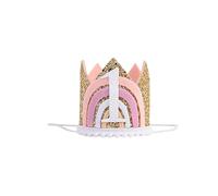 The Little Stuff Baby children 1st birthday cake smashing crown party hat handmade felt soft (Rosegold rainbow)
