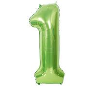 The Little Stuff foil lime green 40inch number balloon, 0-9 air or helium (Number 1)