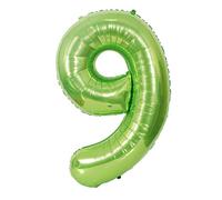 The Little Stuff foil lime green 40inch number balloon, 0-9 air or helium (Number 9)
