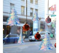 The Little Stuff Iridescent Foldable Christmas Tree Hanging Decoration, 2-pack Sizes 12cm and 30cm, Reusable with Strings